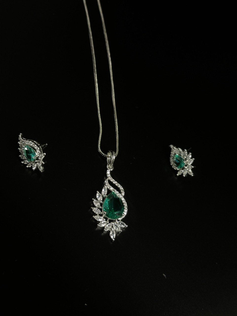 Sea Green American Diamond Necklace set