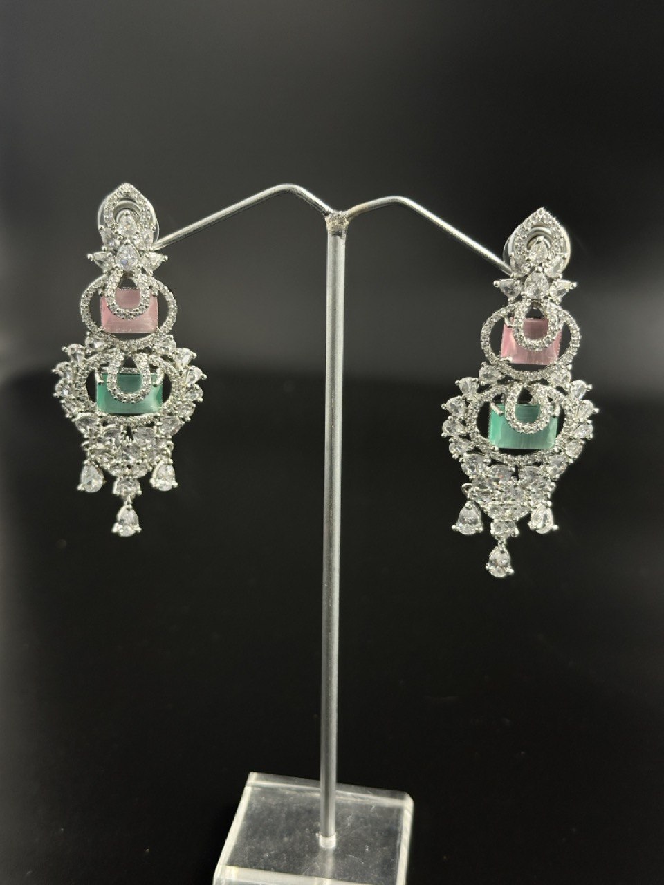 Multicolour American diamond dangler