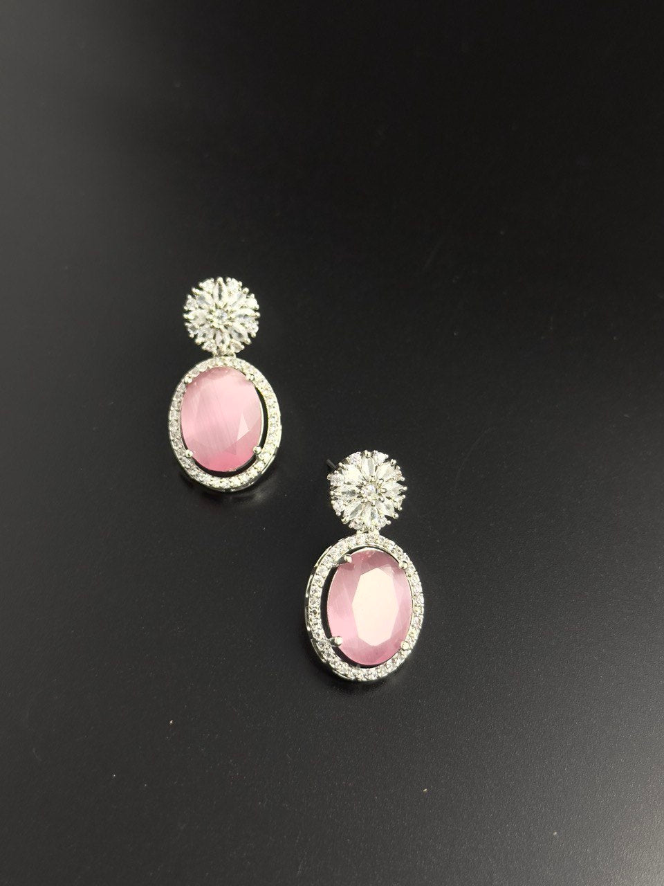 Pink American diamond dangler
