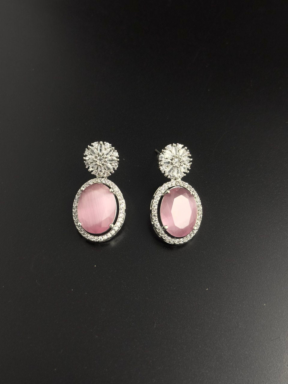 Pink American diamond dangler