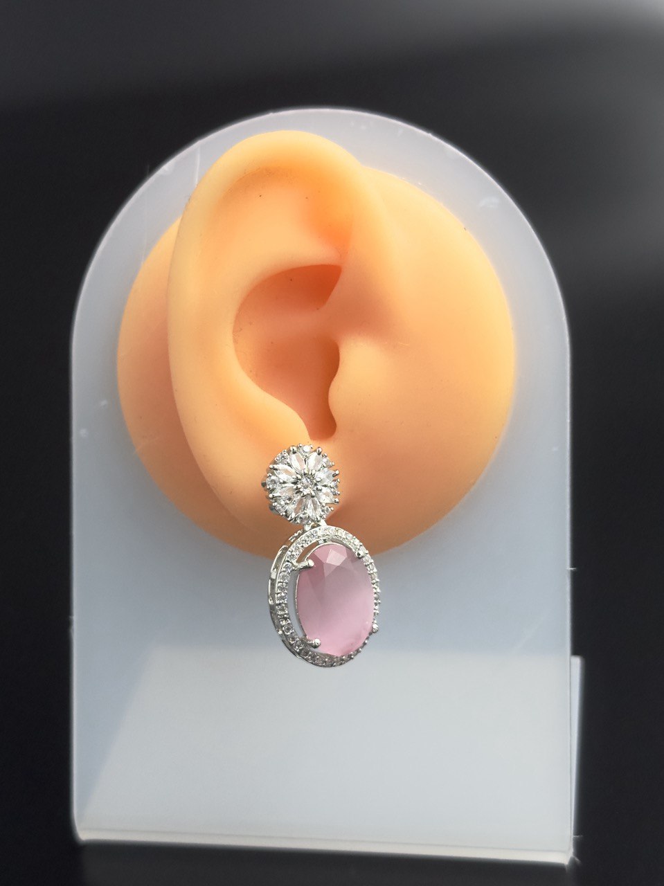 Pink American diamond dangler
