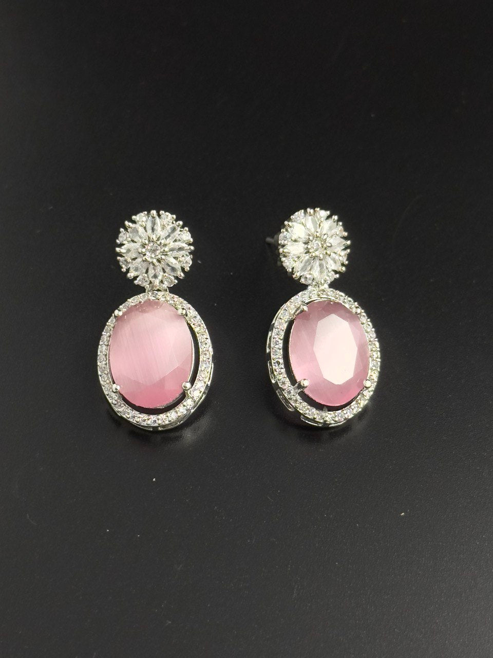 Pink American diamond dangler