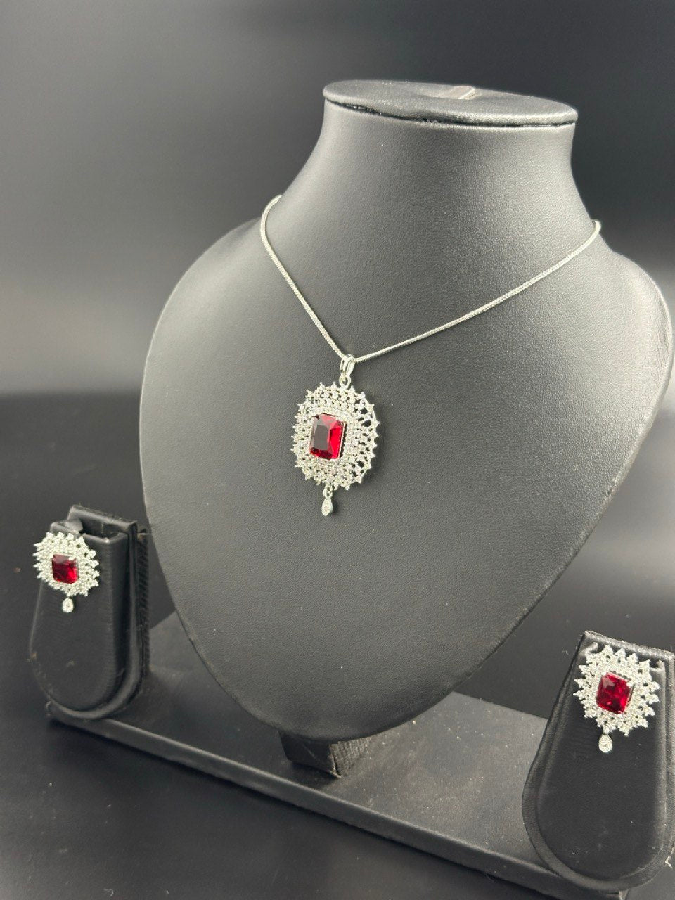 Ruby American Diamond Necklace set
