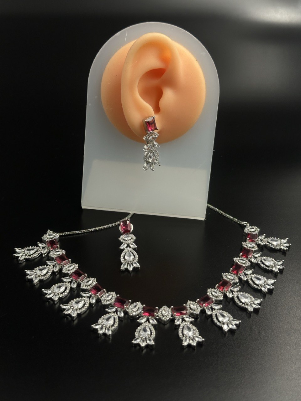 Ruby American Diamond Necklace set