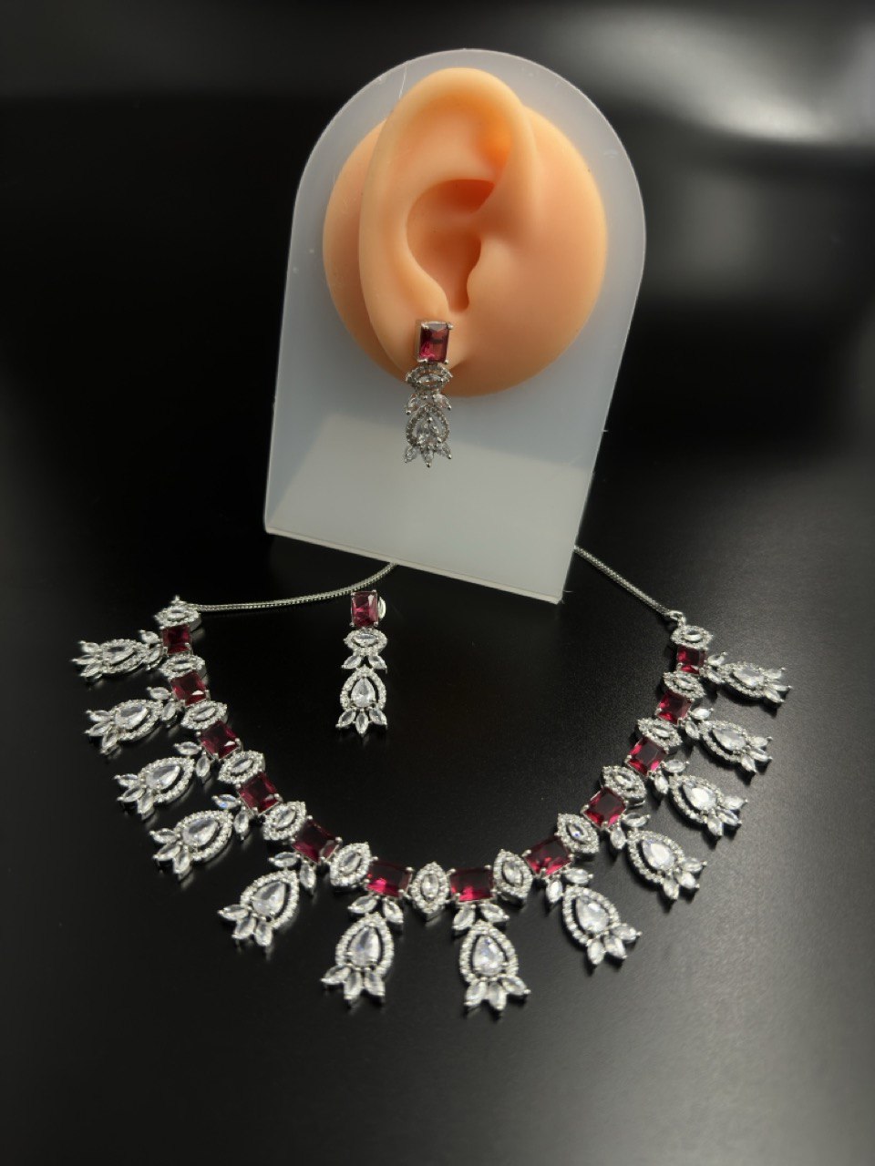 Ruby American Diamond Necklace set