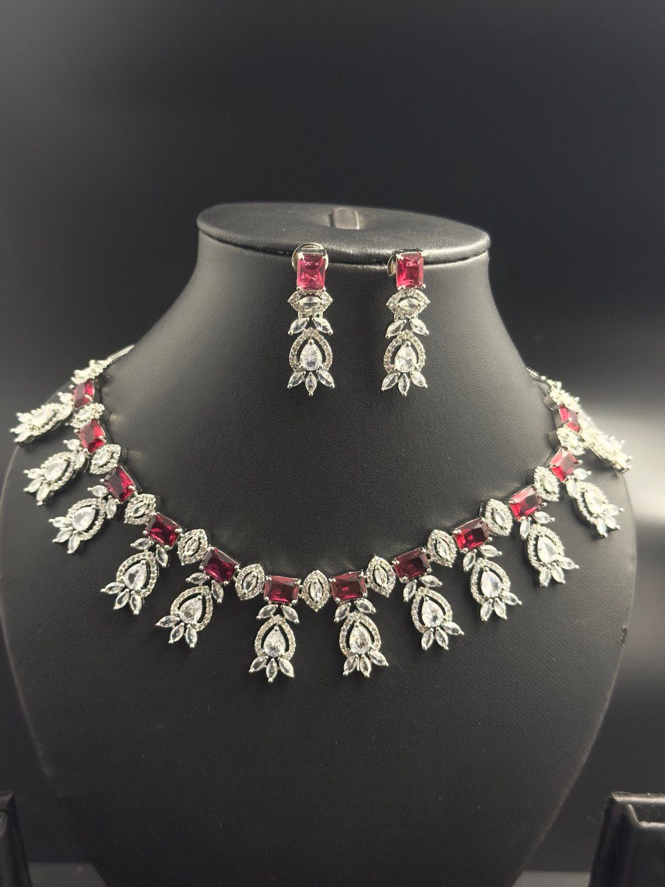 Ruby American Diamond Necklace set