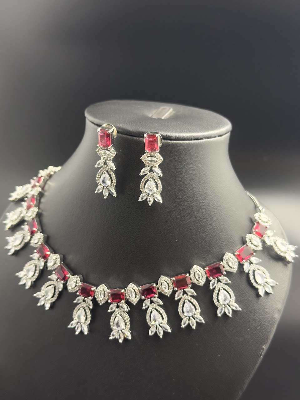 Ruby American Diamond Necklace set