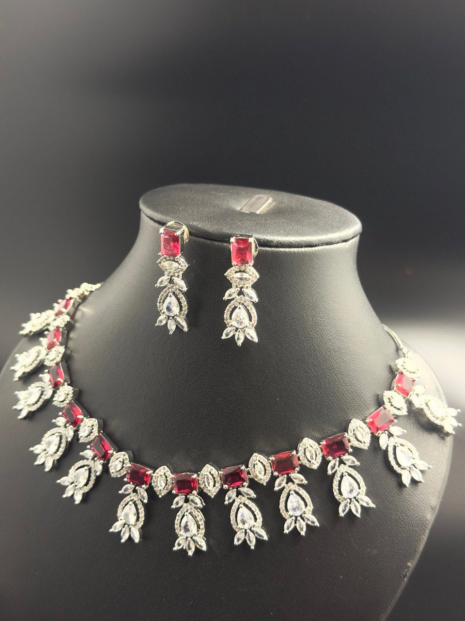 Ruby American Diamond Necklace set