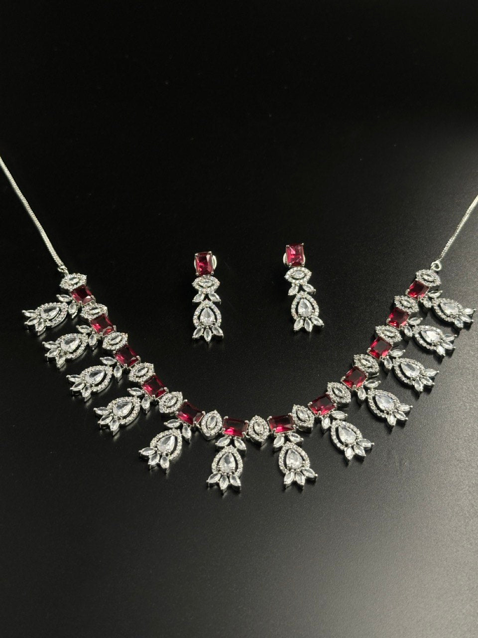 Ruby American Diamond Necklace set
