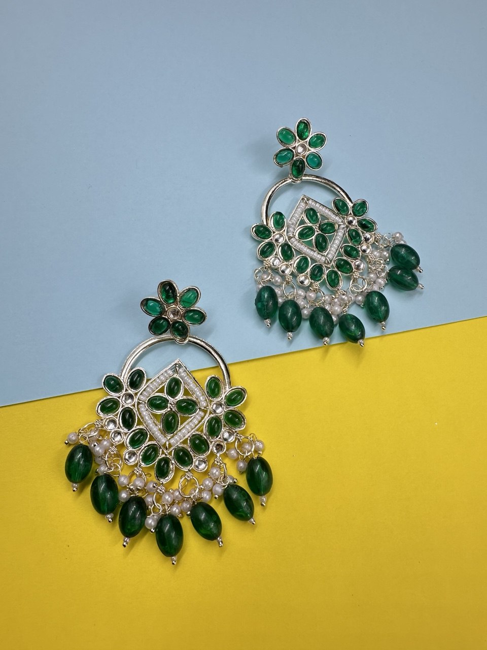 Green Chandbali Earrings