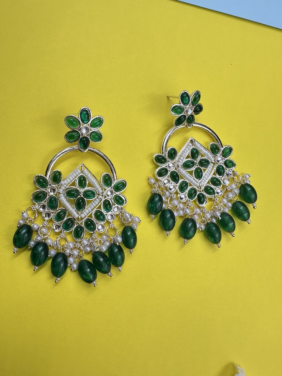 Green Chandbali Earrings