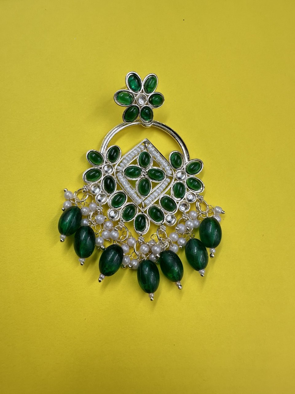 Green Chandbali Earrings