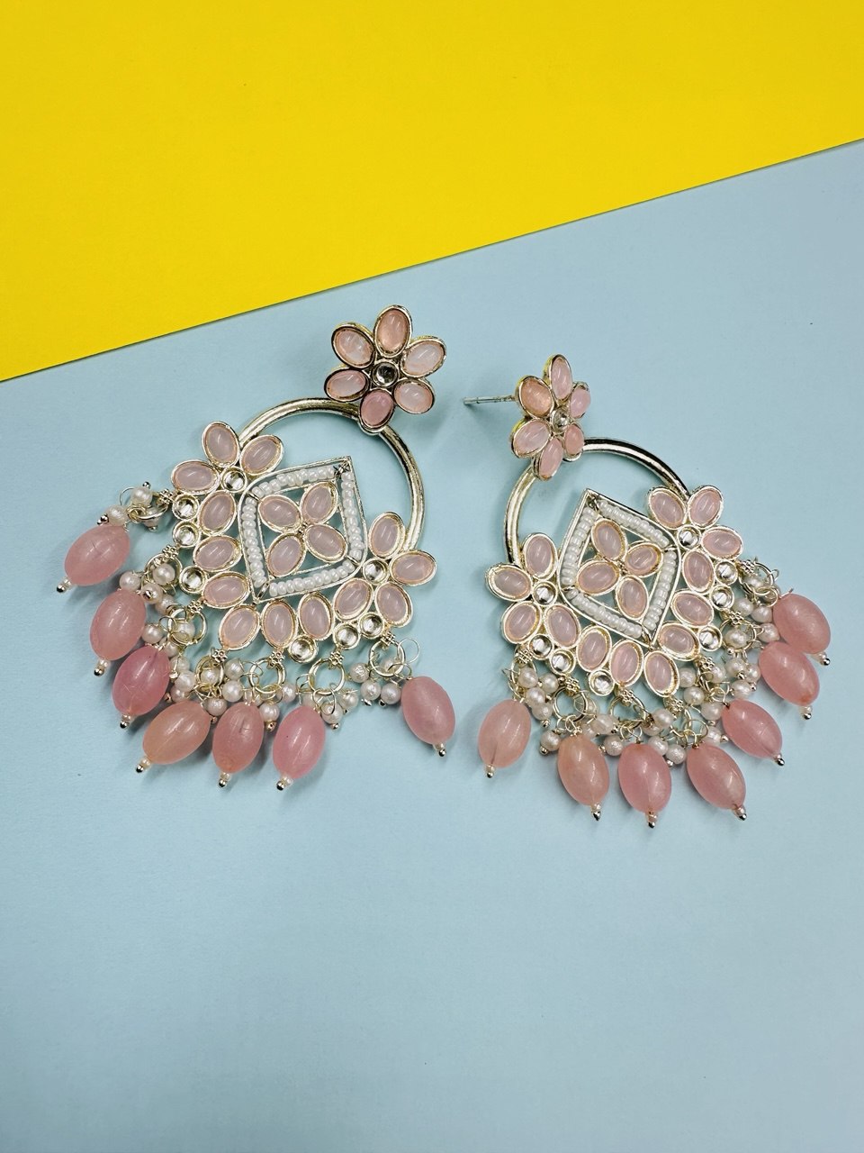 Pink Chandbali Earrings
