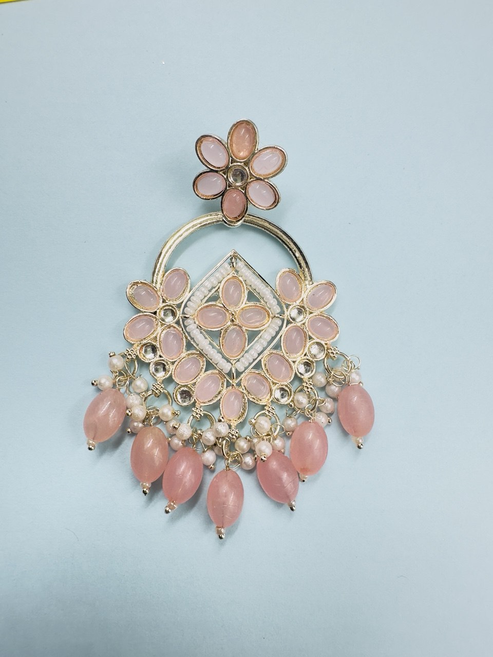 Pink Chandbali Earrings