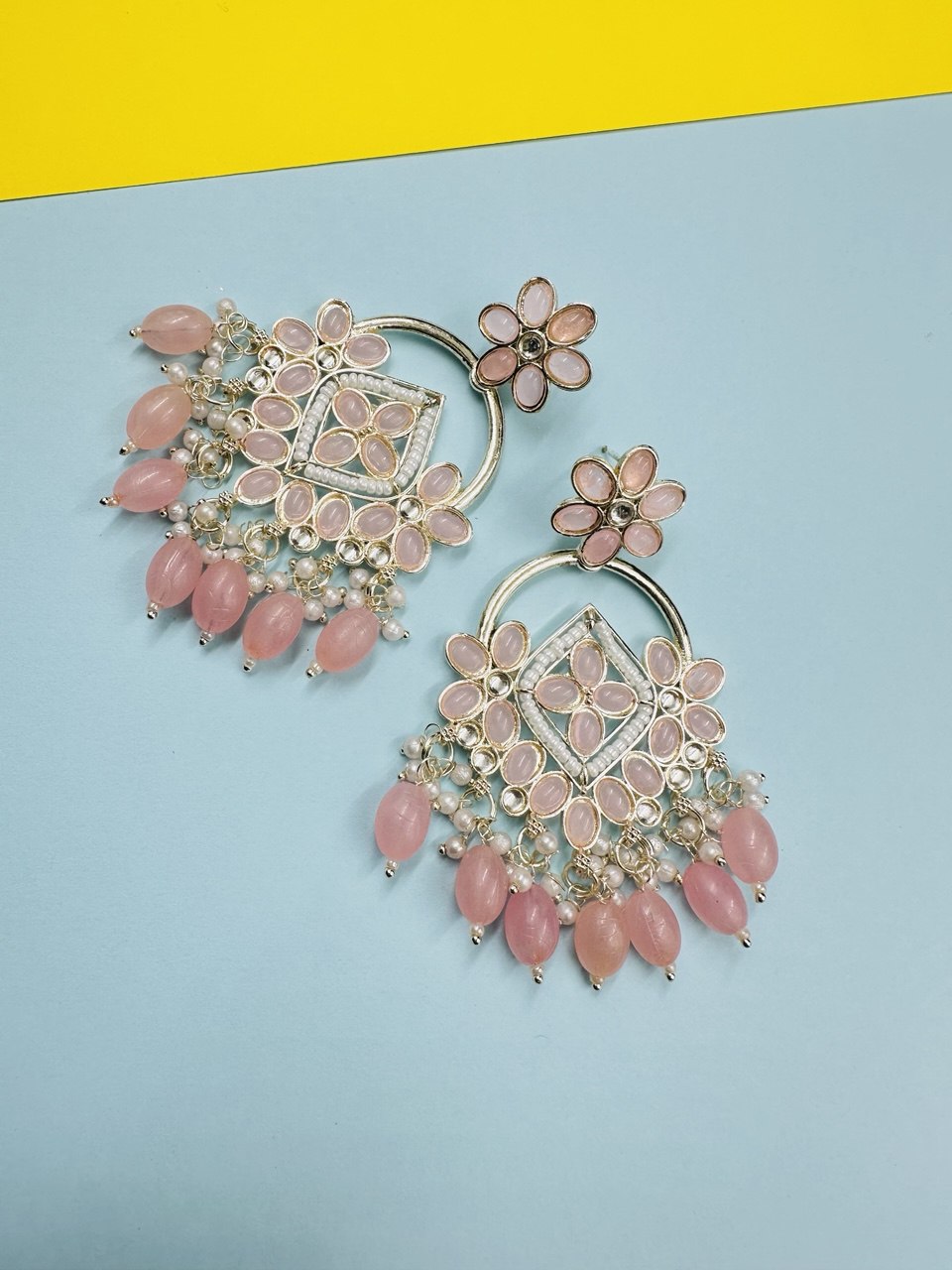 Pink Chandbali Earrings