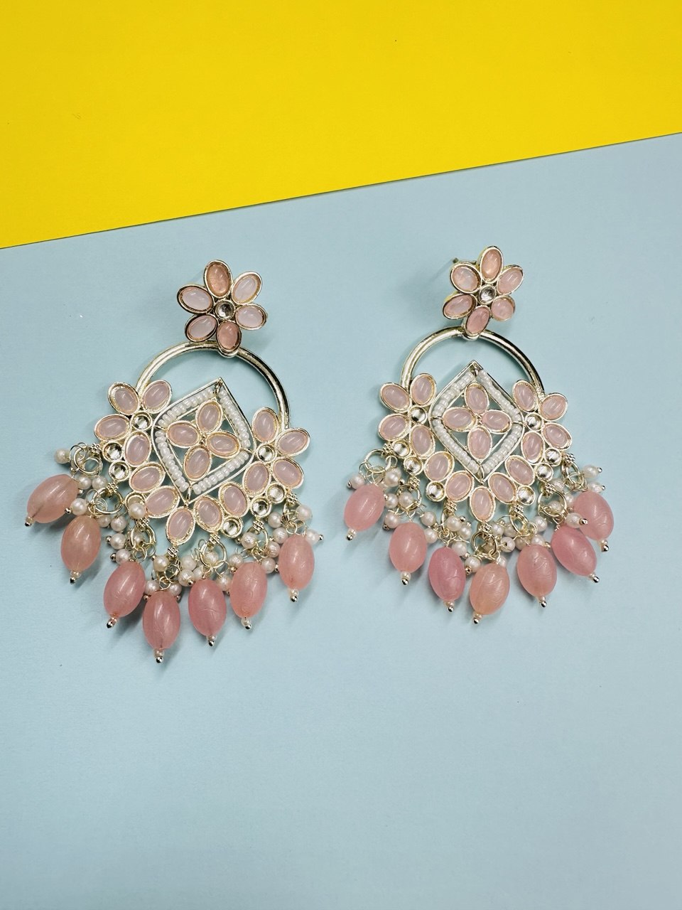 Pink Chandbali Earrings