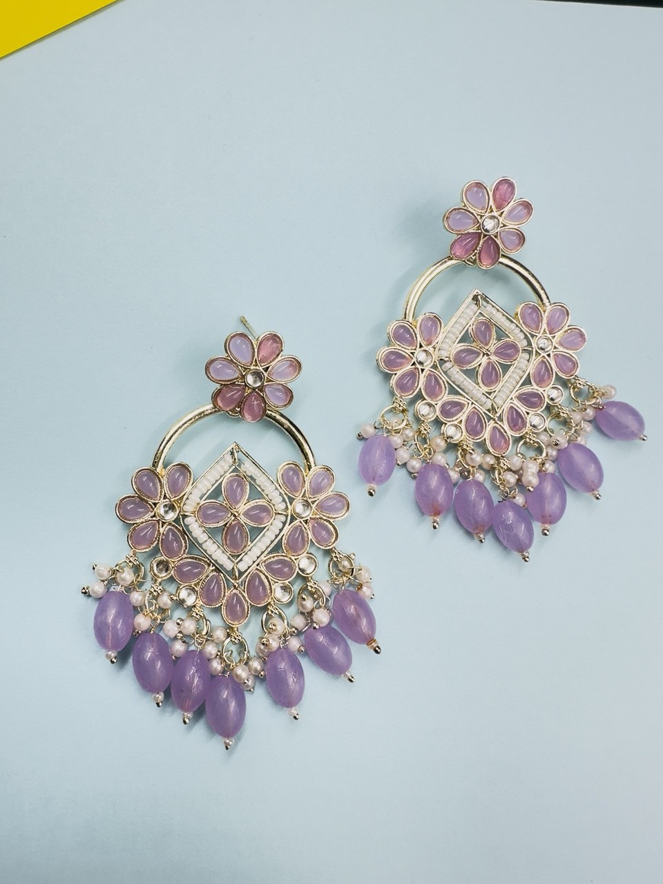 Purple Chandbali Earrings
