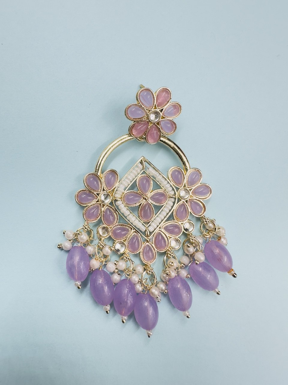 Purple Chandbali Earrings