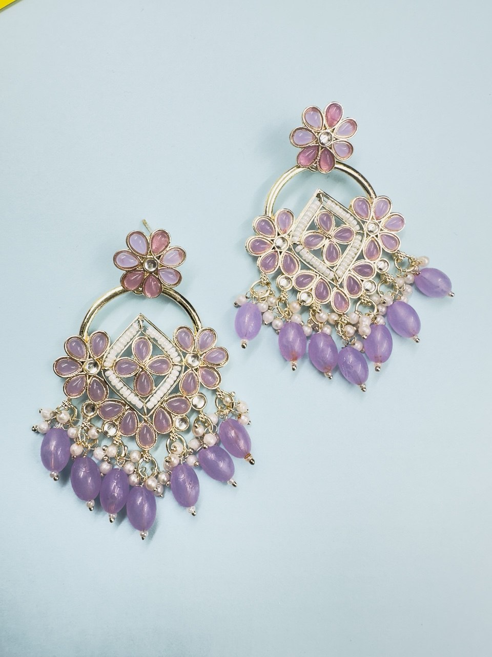 Purple Chandbali Earrings
