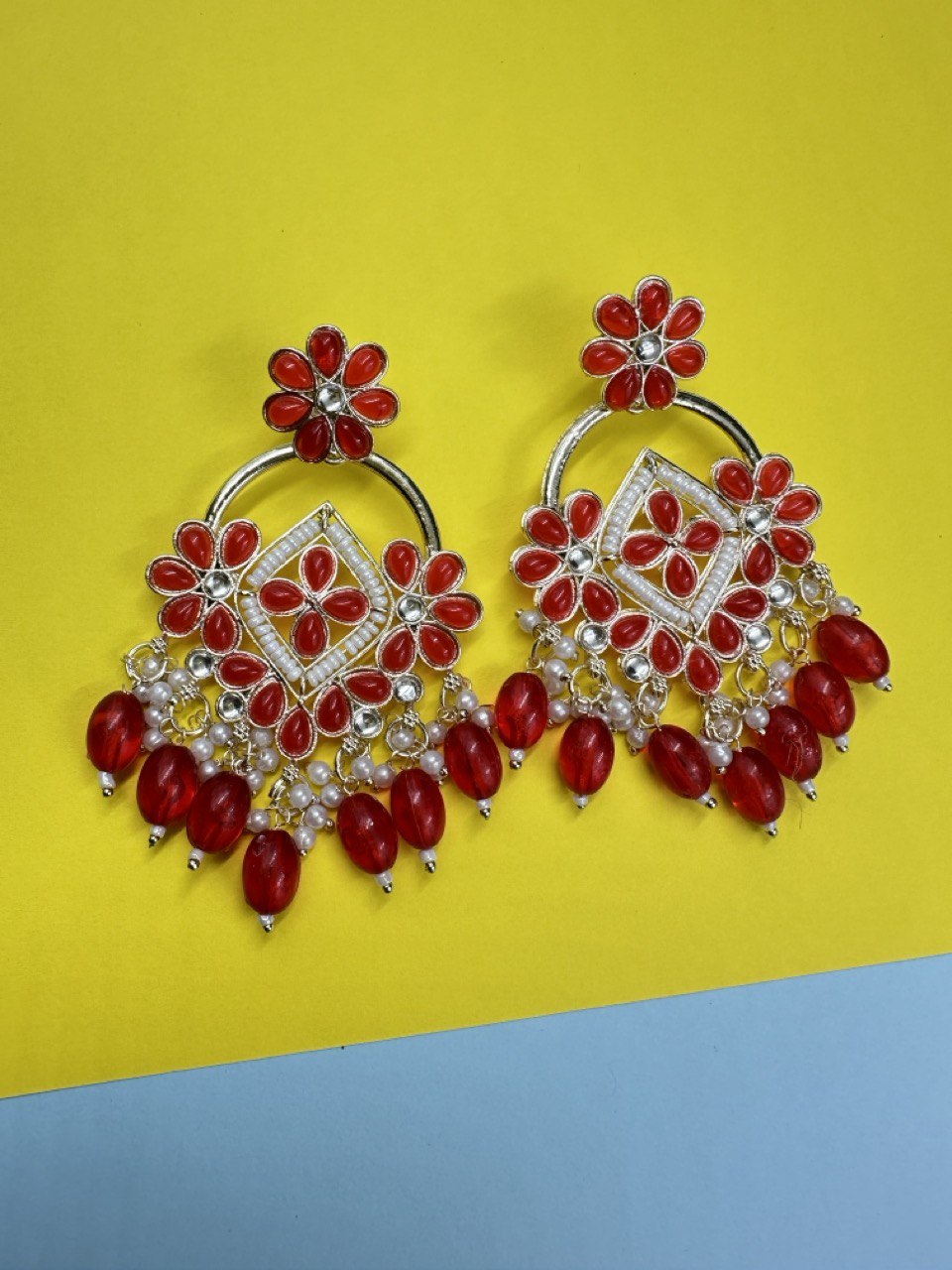 Red Chandbali Earrings