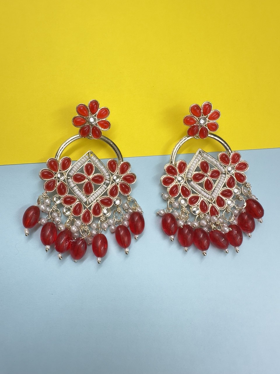 Red Chandbali Earrings