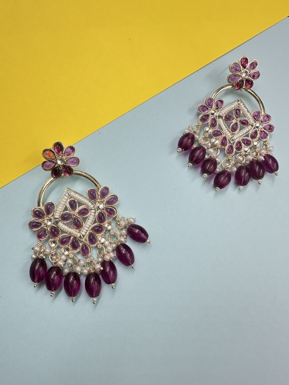 Lavender Chandbali Earrings