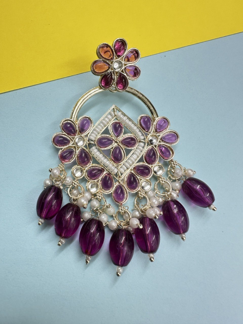 Lavender Chandbali Earrings
