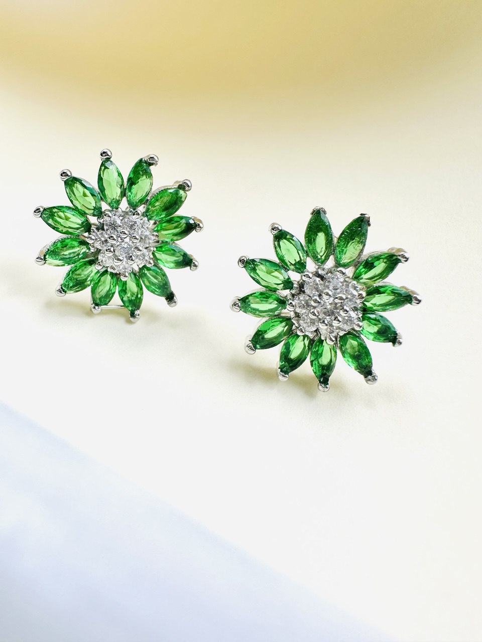 Green American Diamond studs
