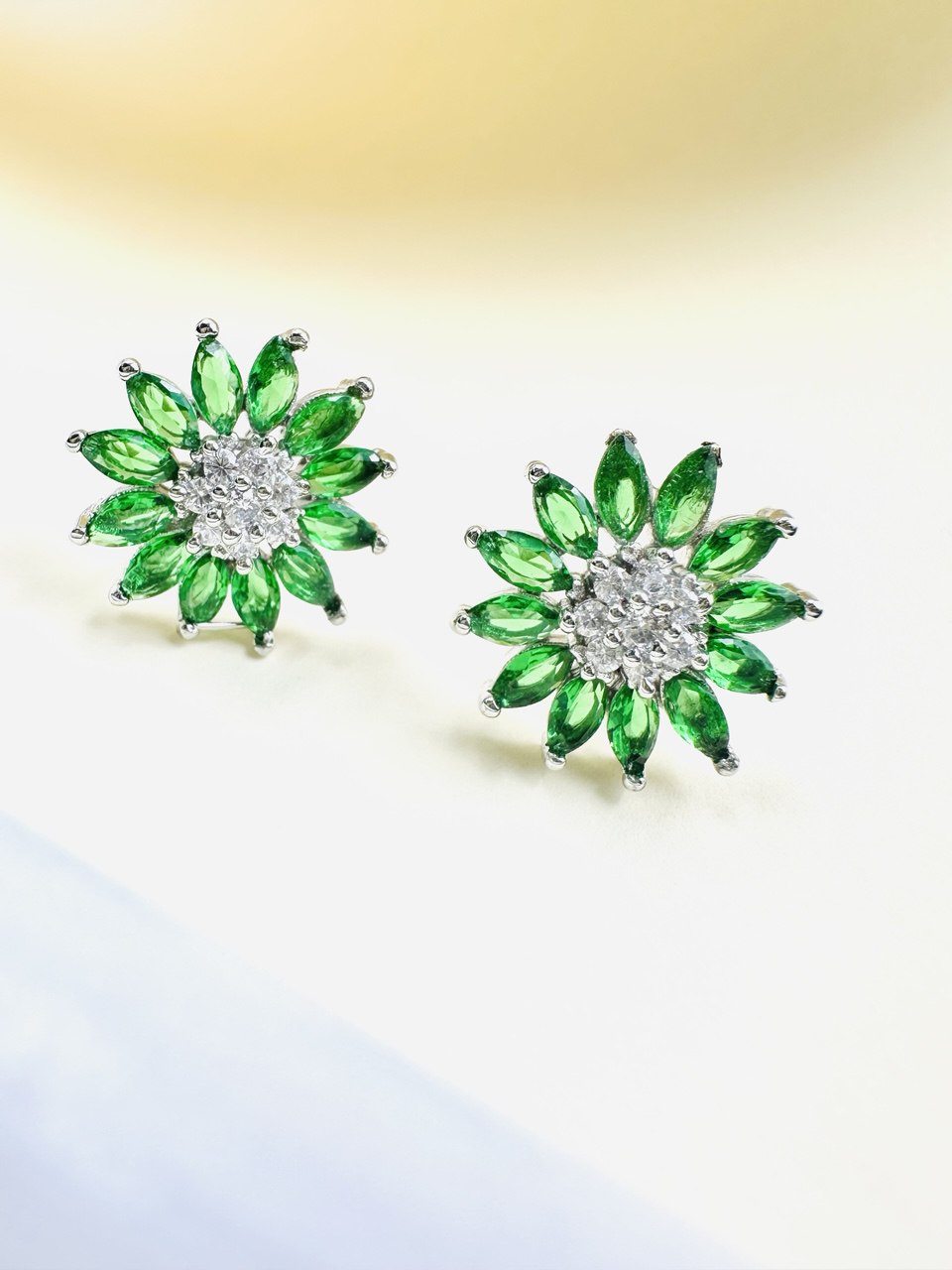 Green American Diamond studs