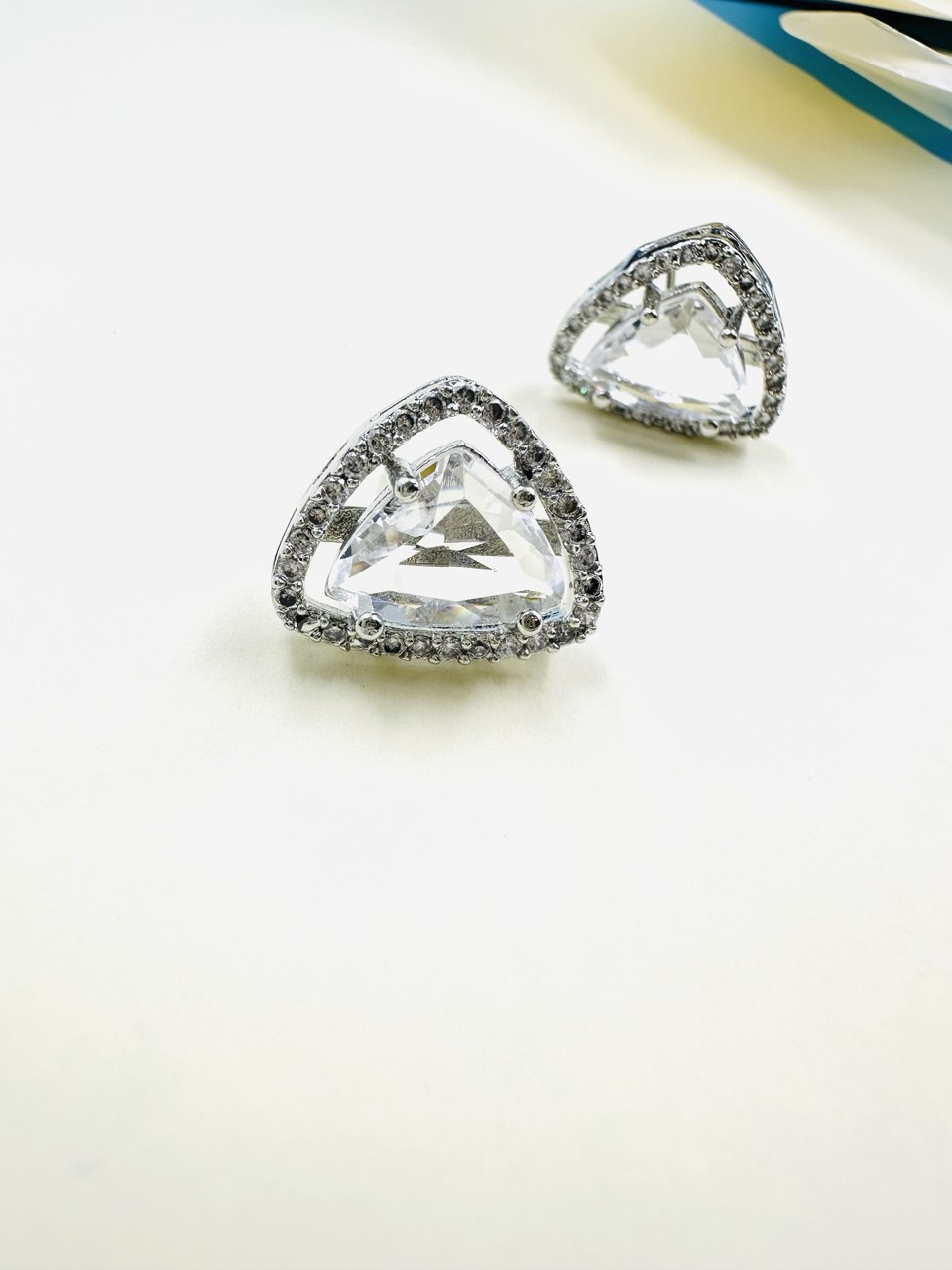 Geometric Triangular American Diamond studs