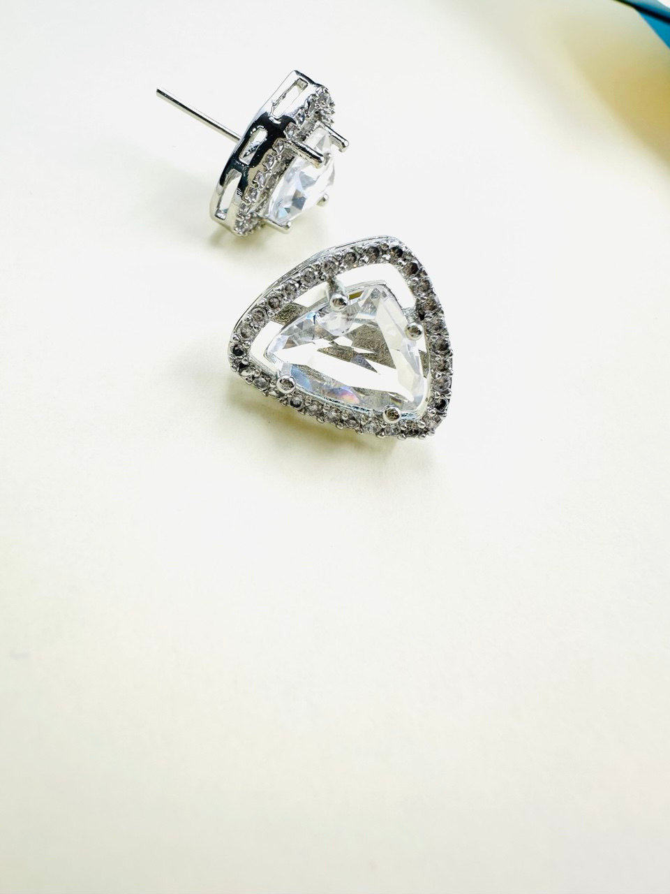 Geometric Triangular American Diamond studs