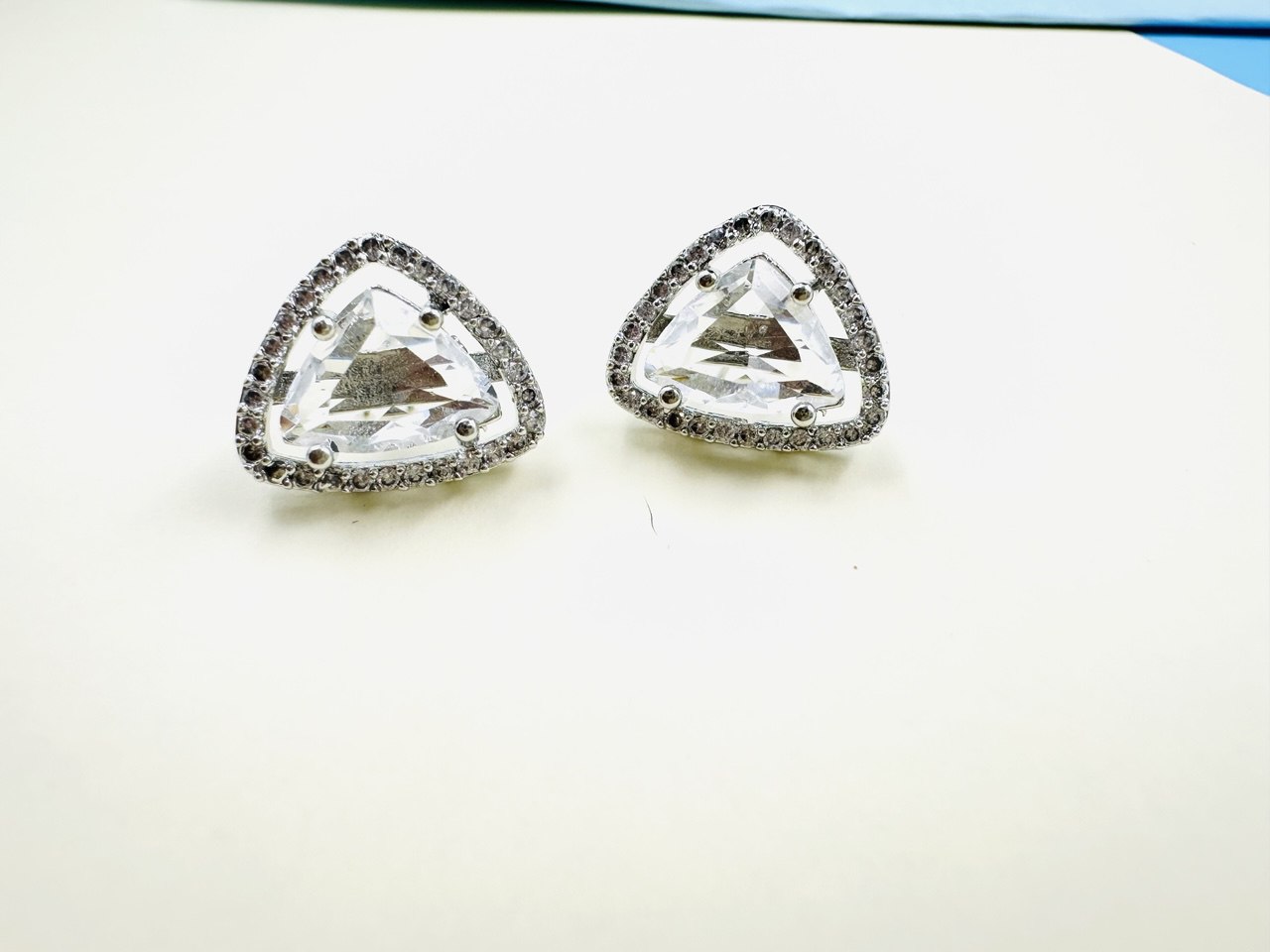 Geometric Triangular American Diamond studs