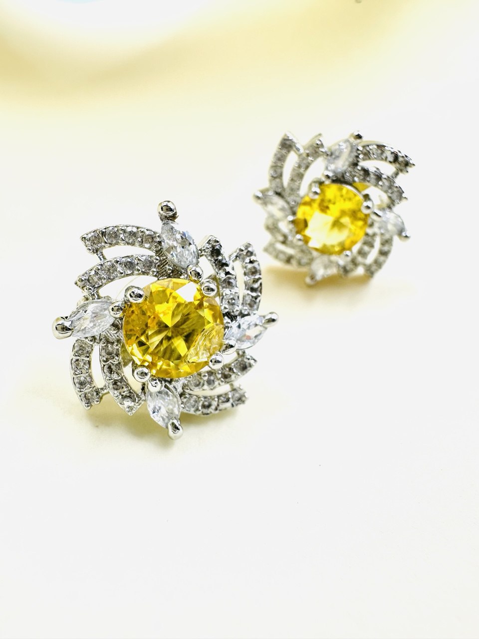 Yellow American Diamond studs