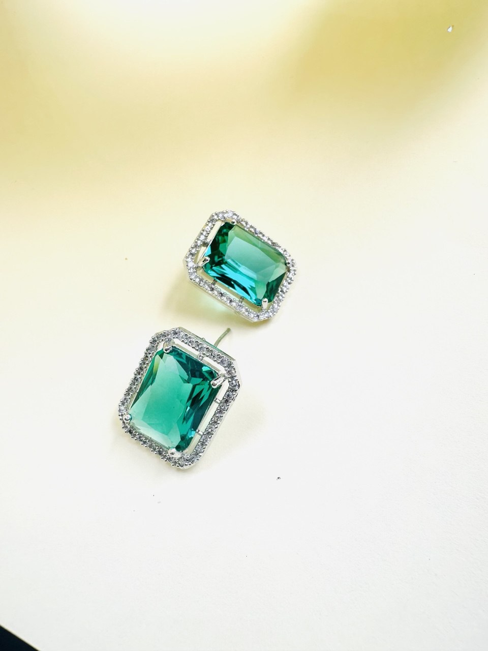 Geometric blue Square American Diamond studs