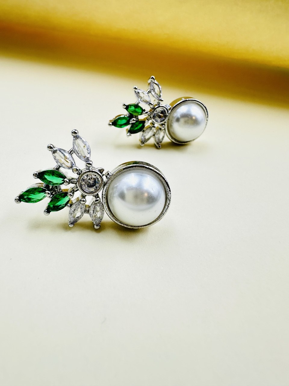 Green American Diamond studs