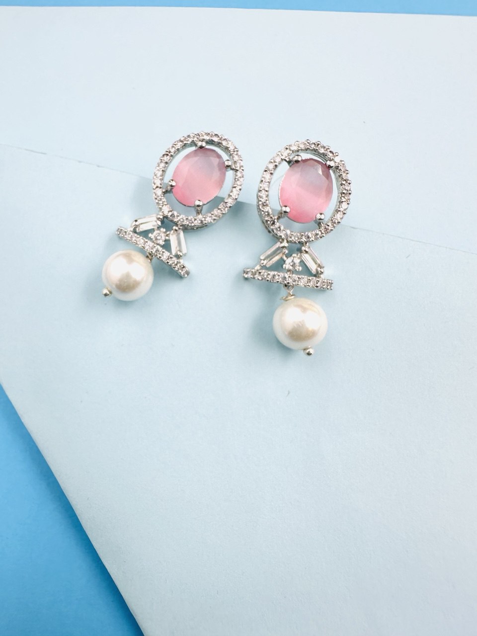 Pink American diamond dangler