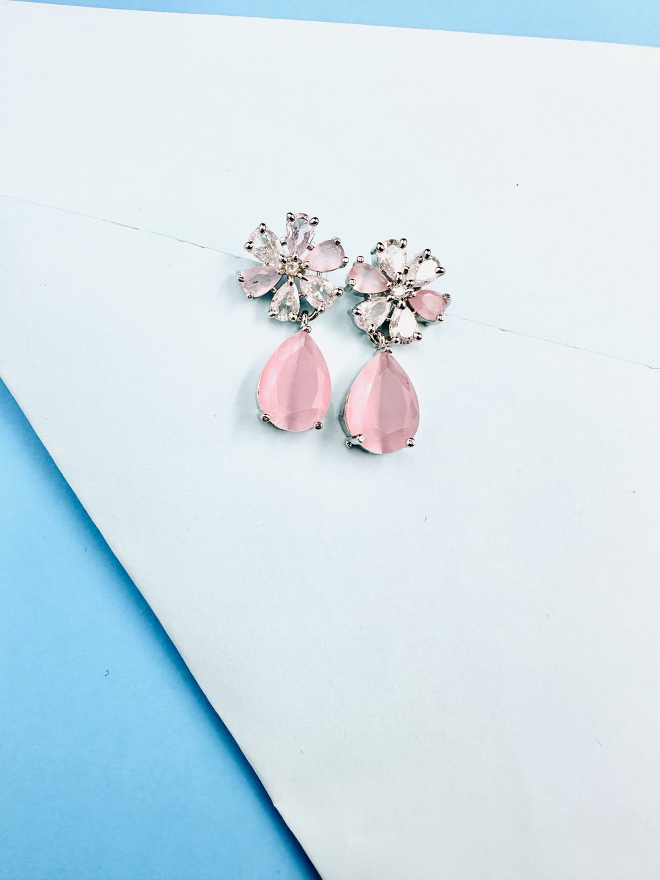 Pink American diamond dangler