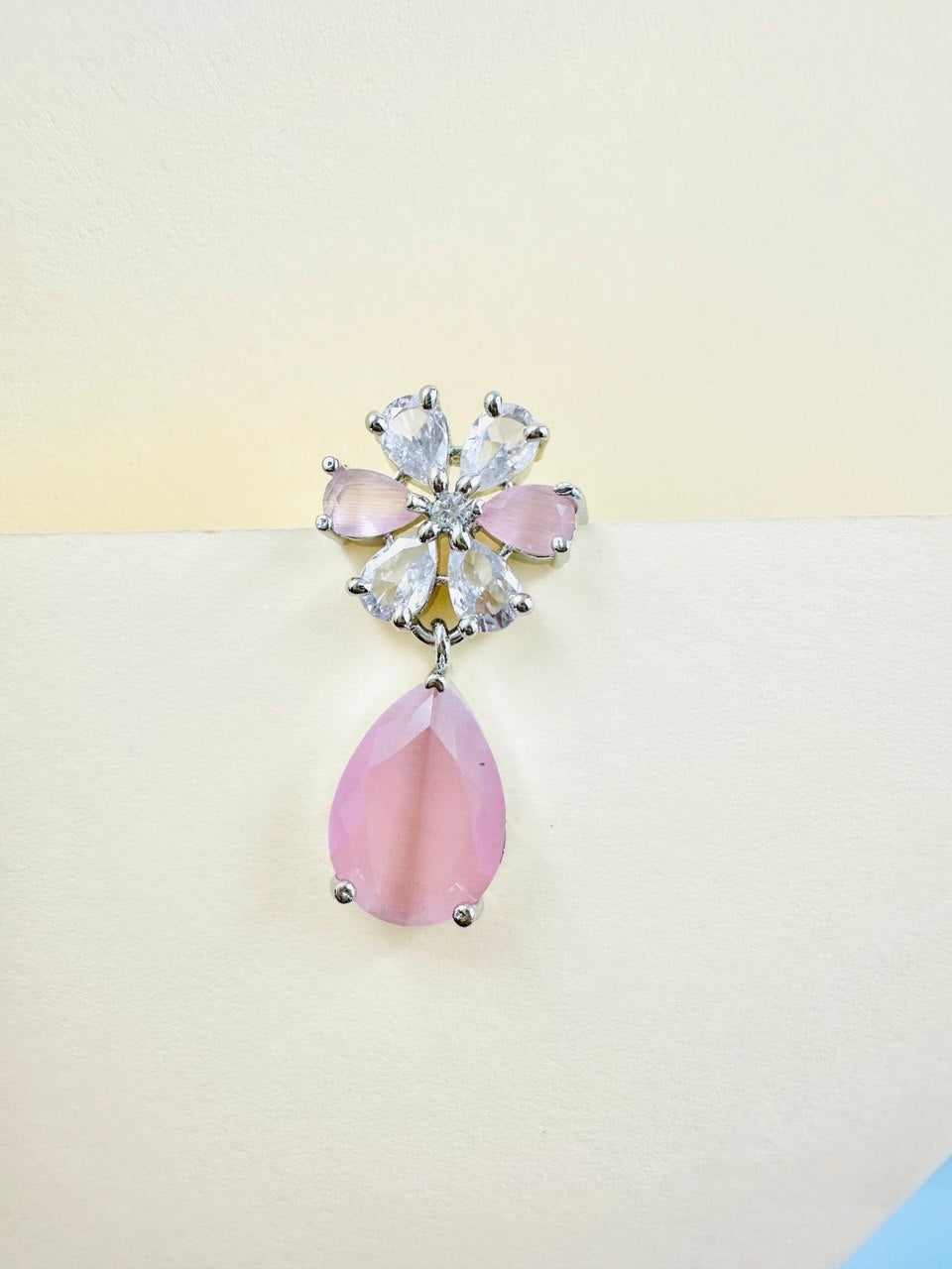 Pink American diamond dangler
