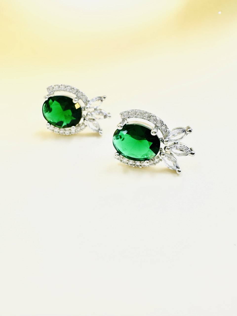 Green American Diamond studs