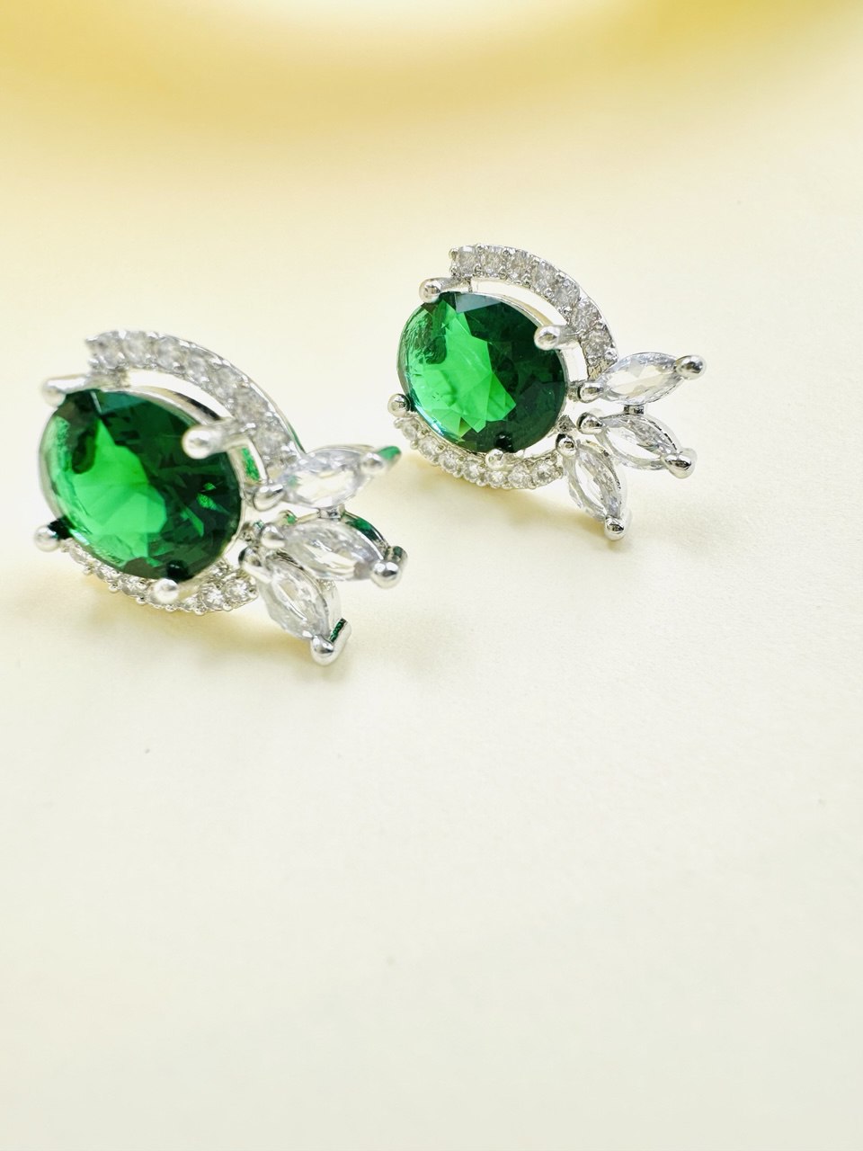 Green American Diamond studs