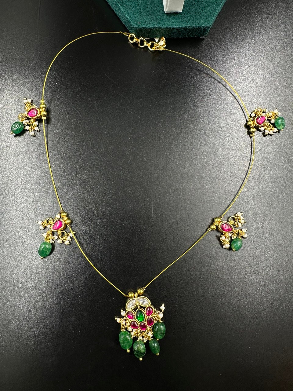 Yashasvi invisible green gold plated chain