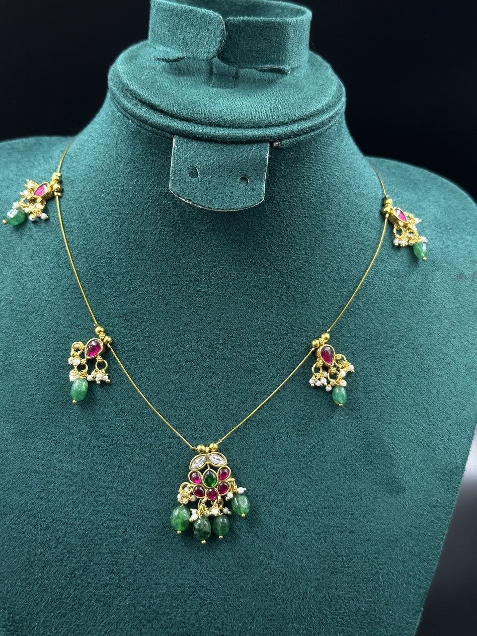 Yashasvi invisible green gold plated chain