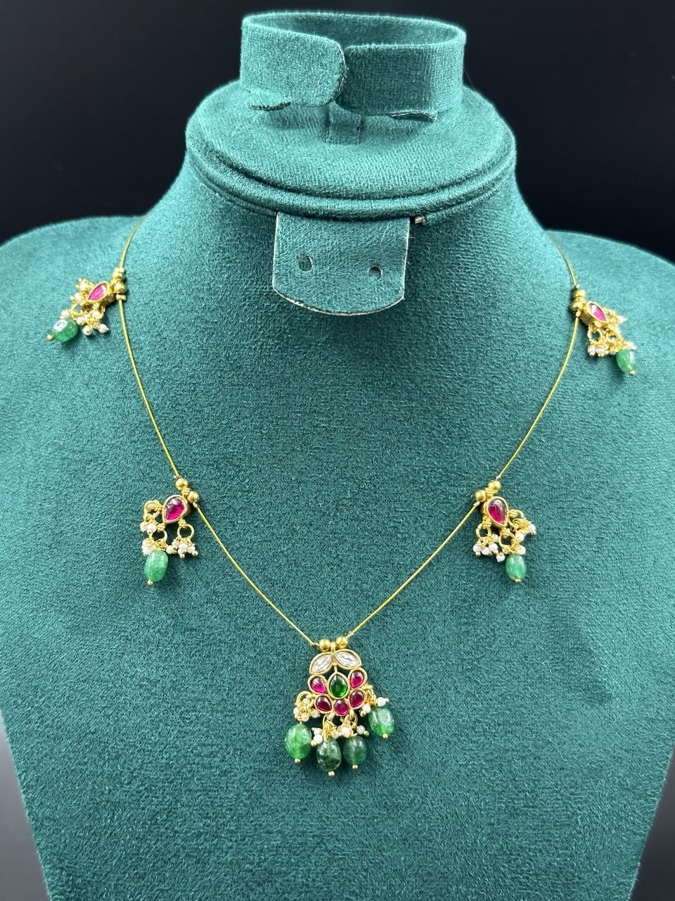 Yashasvi invisible green gold plated chain
