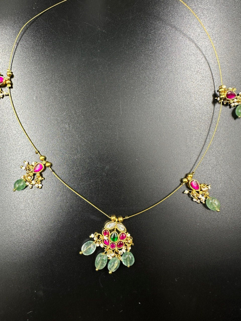 Yashasvi invisible green gold plated chain