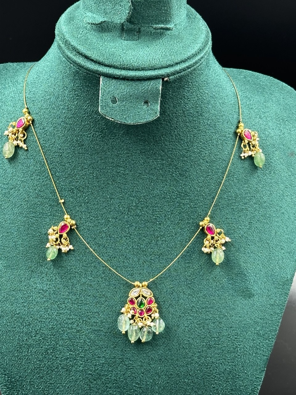 Yashasvi invisible green gold plated chain
