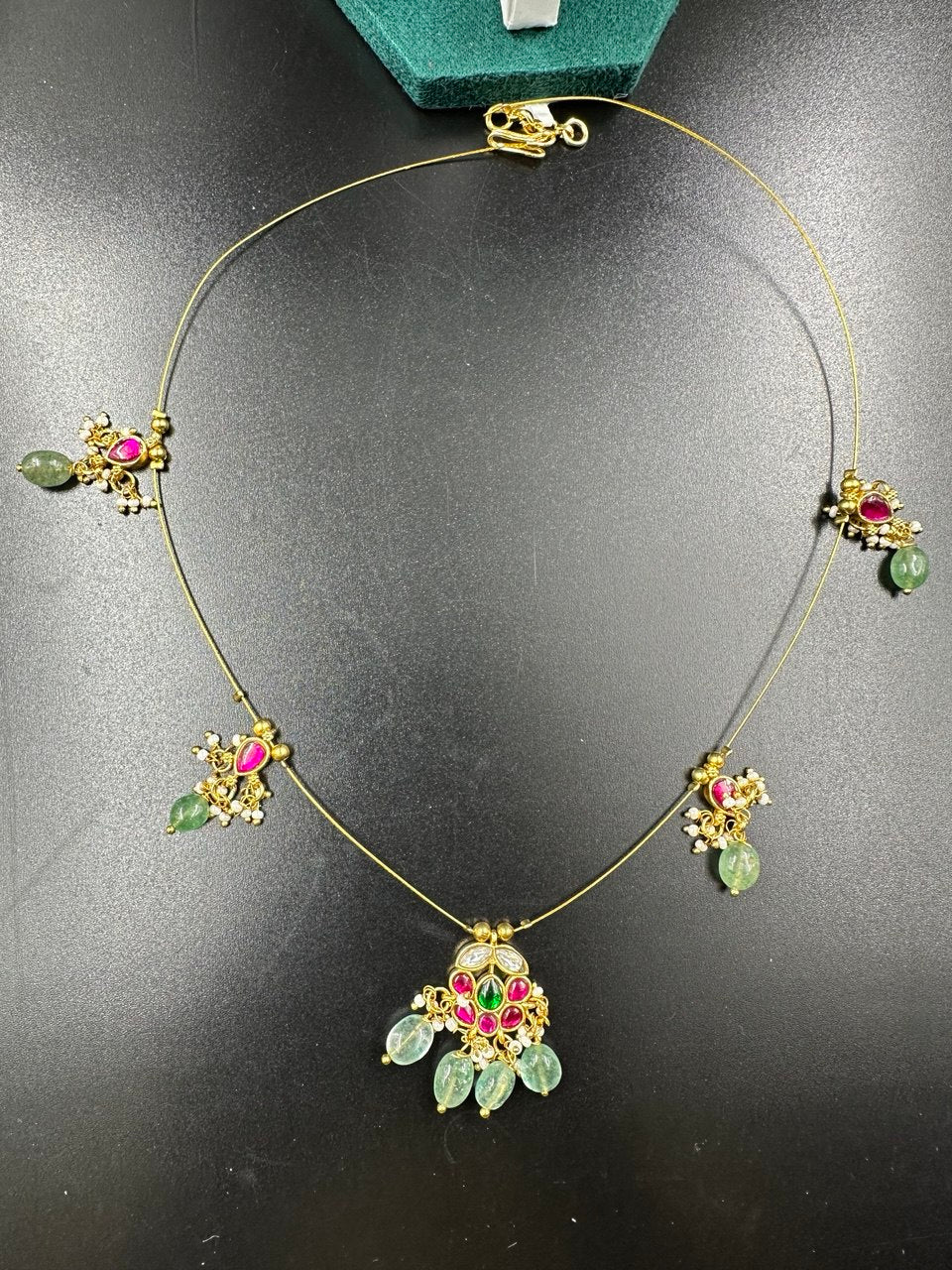 Yashasvi invisible green gold plated chain