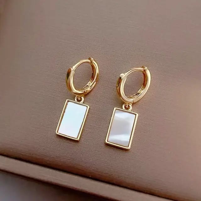 White Korean dangler earrings