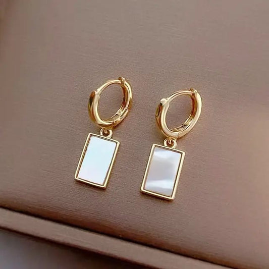 White Korean dangler earrings