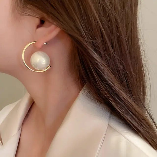 Big pearl  trendy Korean dangle  earrings