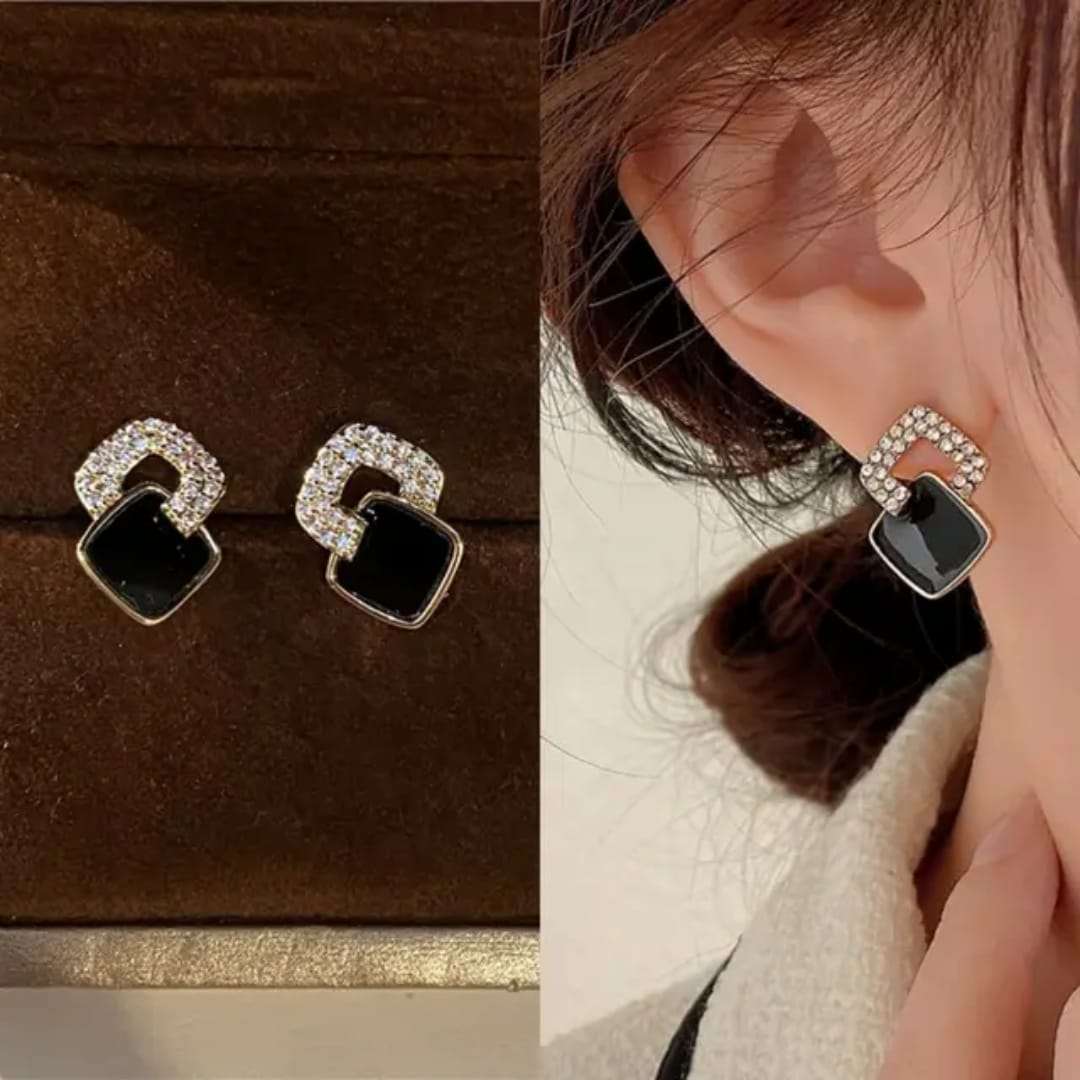 Korean  black  stud  earrings